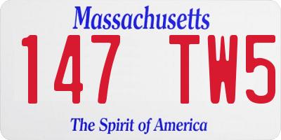 MA license plate 147TW5