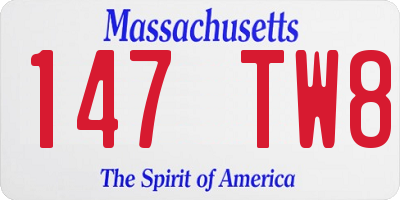 MA license plate 147TW8