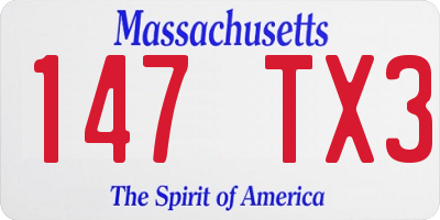 MA license plate 147TX3
