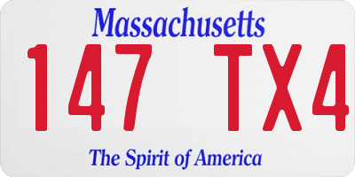 MA license plate 147TX4