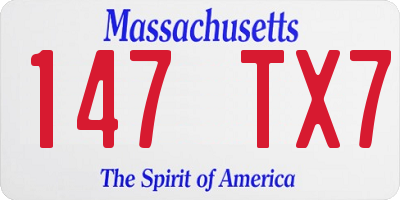MA license plate 147TX7