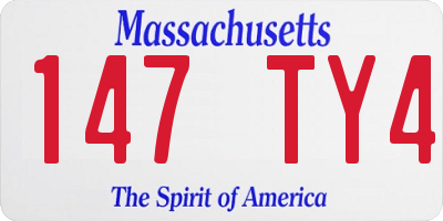 MA license plate 147TY4