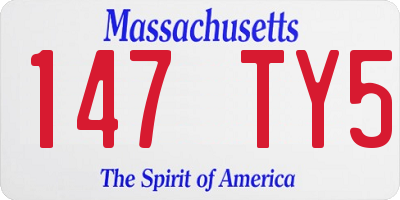 MA license plate 147TY5
