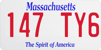 MA license plate 147TY6