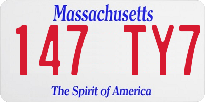 MA license plate 147TY7