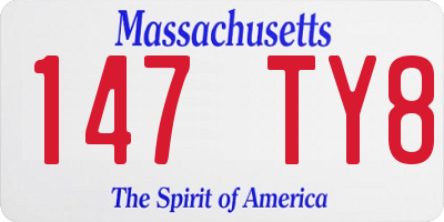 MA license plate 147TY8
