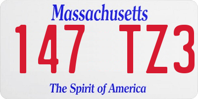 MA license plate 147TZ3