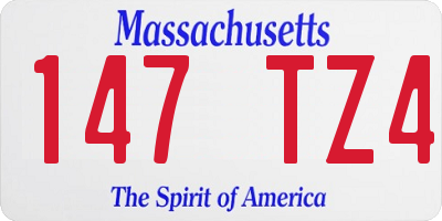 MA license plate 147TZ4