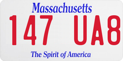 MA license plate 147UA8