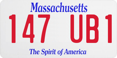 MA license plate 147UB1