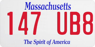 MA license plate 147UB8