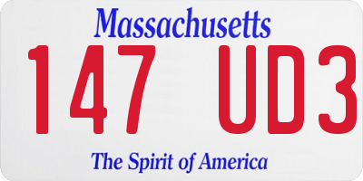 MA license plate 147UD3