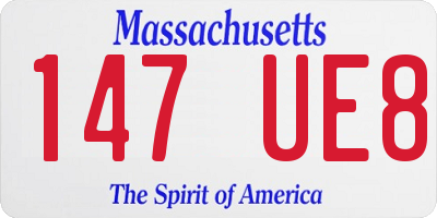 MA license plate 147UE8