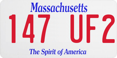 MA license plate 147UF2