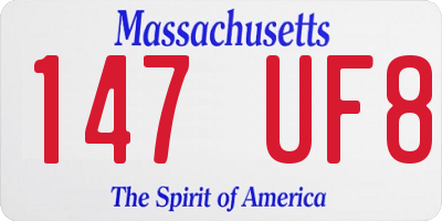 MA license plate 147UF8