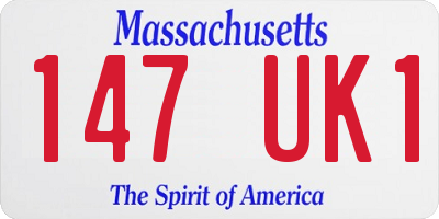 MA license plate 147UK1