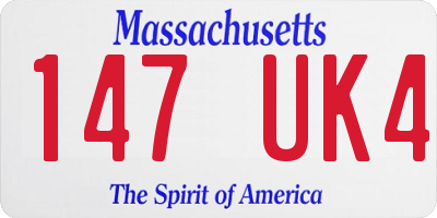 MA license plate 147UK4