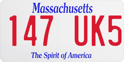 MA license plate 147UK5