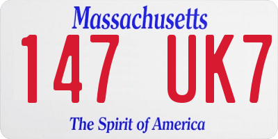 MA license plate 147UK7