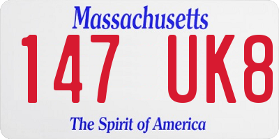 MA license plate 147UK8