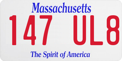 MA license plate 147UL8