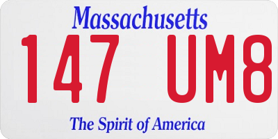 MA license plate 147UM8
