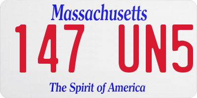 MA license plate 147UN5