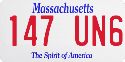 MA license plate 147UN6