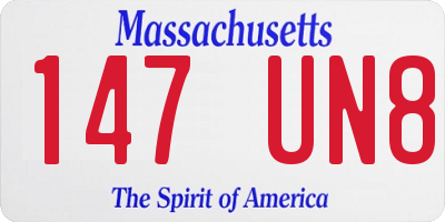 MA license plate 147UN8