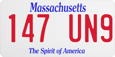 MA license plate 147UN9