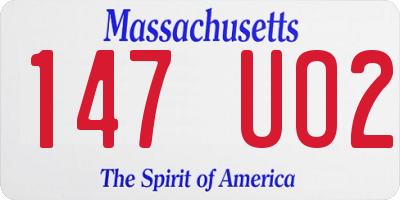 MA license plate 147UO2