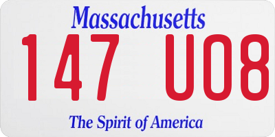 MA license plate 147UO8