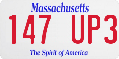 MA license plate 147UP3