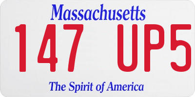 MA license plate 147UP5