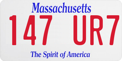 MA license plate 147UR7
