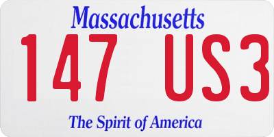 MA license plate 147US3