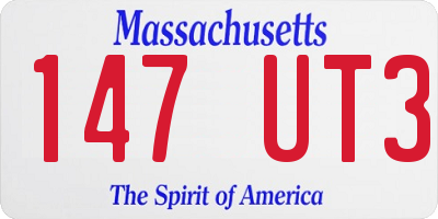 MA license plate 147UT3