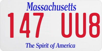 MA license plate 147UU8