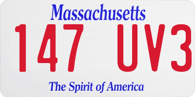 MA license plate 147UV3