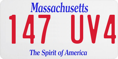 MA license plate 147UV4