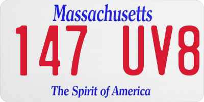 MA license plate 147UV8