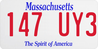 MA license plate 147UY3