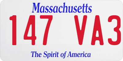 MA license plate 147VA3