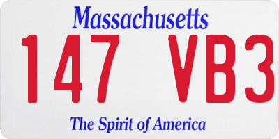 MA license plate 147VB3