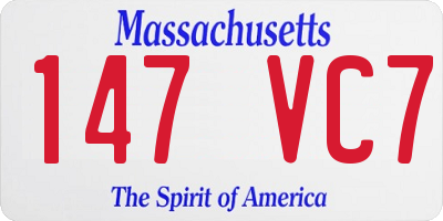 MA license plate 147VC7
