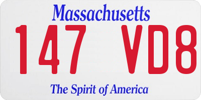 MA license plate 147VD8