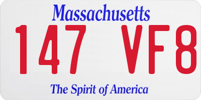 MA license plate 147VF8