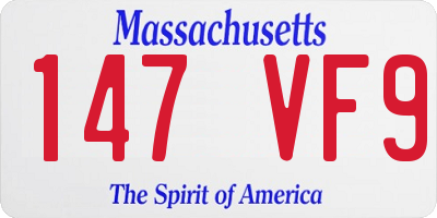 MA license plate 147VF9