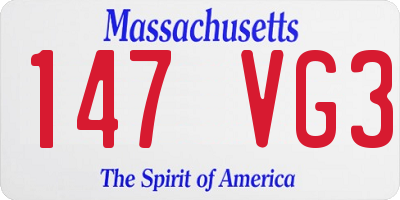 MA license plate 147VG3