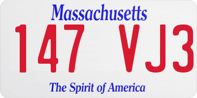MA license plate 147VJ3